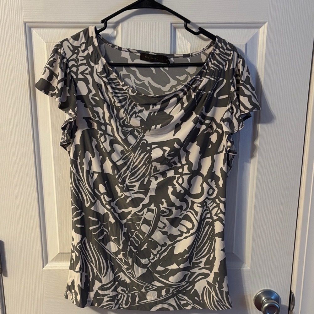 The Limited Grey and White Abstract Blouse size large